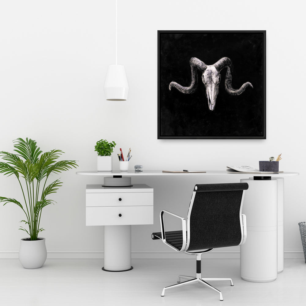 Gray Animals Bedroom Canvas - Skeleton Skulls Grunge Decor