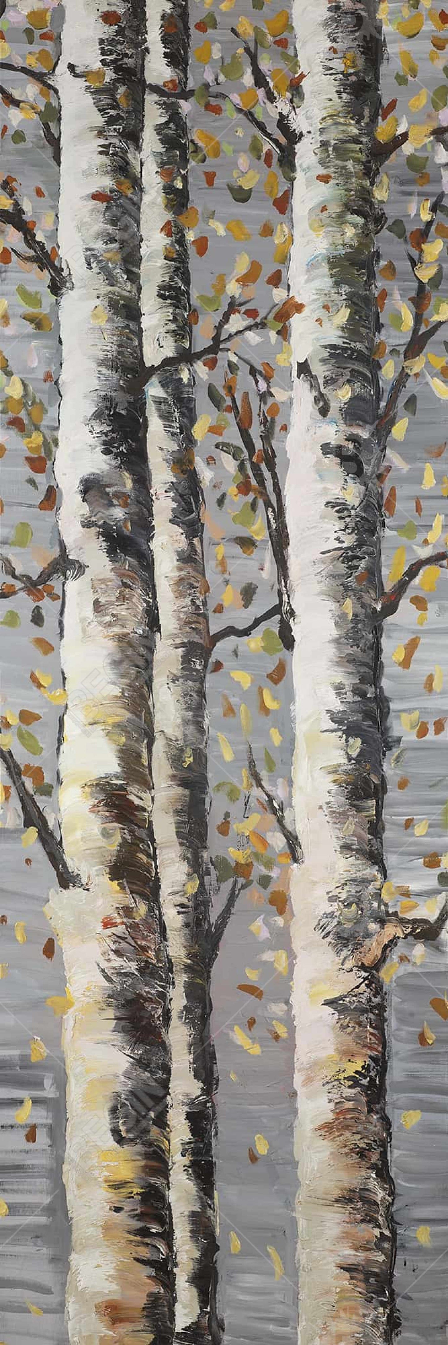 Toile « Bouleaux en fleurs » | Décoration murale avec paysage d'arbres gris