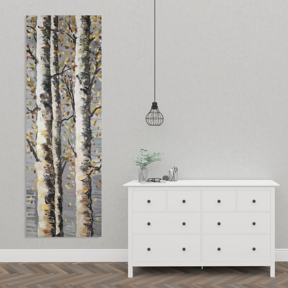 Toile « Bouleaux en fleurs » | Décoration murale avec paysage d'arbres gris