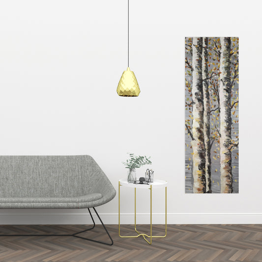 Toile « Bouleaux en fleurs » | Décoration murale avec paysage d'arbres gris