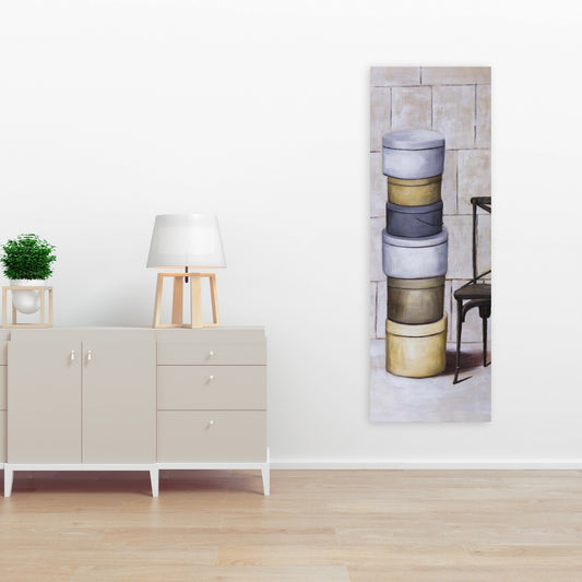 Toile élégante avec boîtes à chapeaux anciennes - Décoration de chambre contemporaine