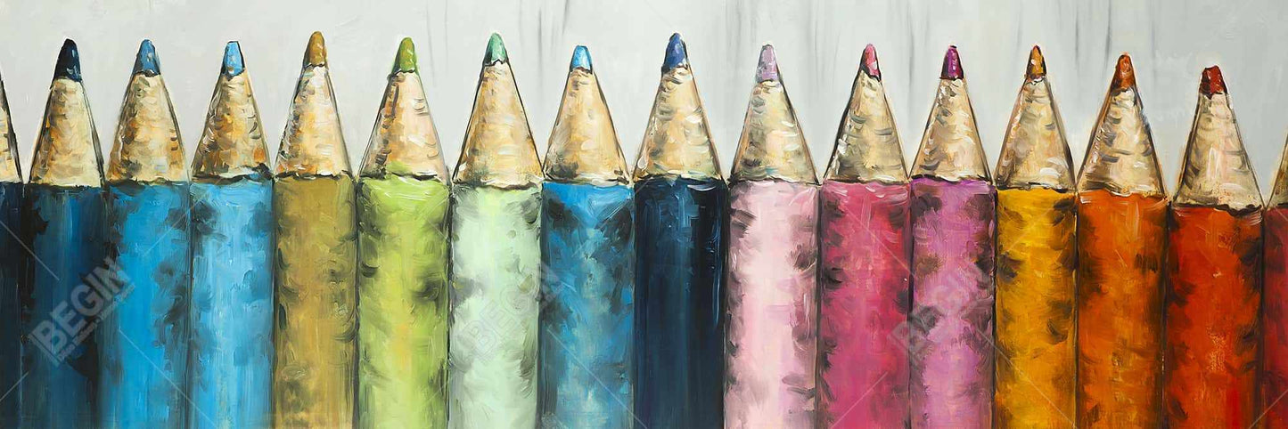 Blue Bedroom Canvas | Colouring Pencils Framed Art Decor