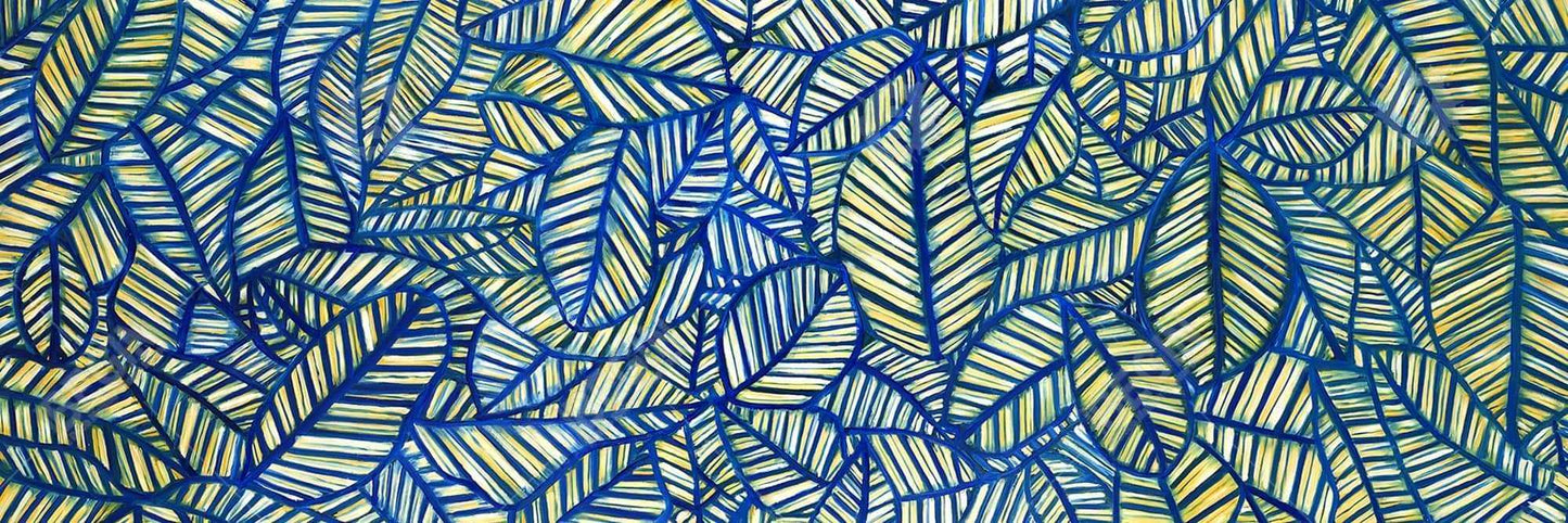 Blue Leaf Patterns Canvas | Home Decor | Blue Bedroom Art