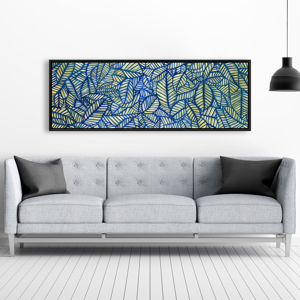 Blue Leaf Patterns | Floral Botanical Framed Canvas for Home Decor