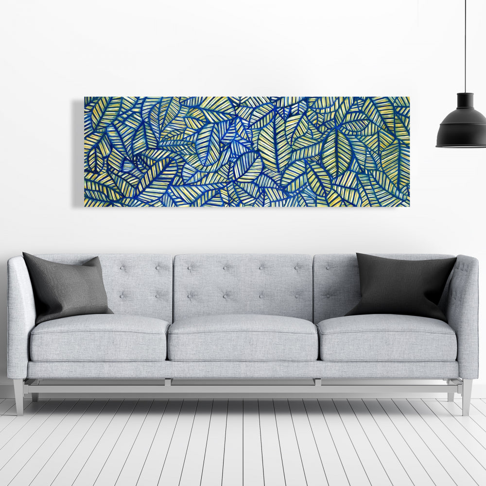 Blue Leaf Patterns Canvas | Home Decor | Blue Bedroom Art