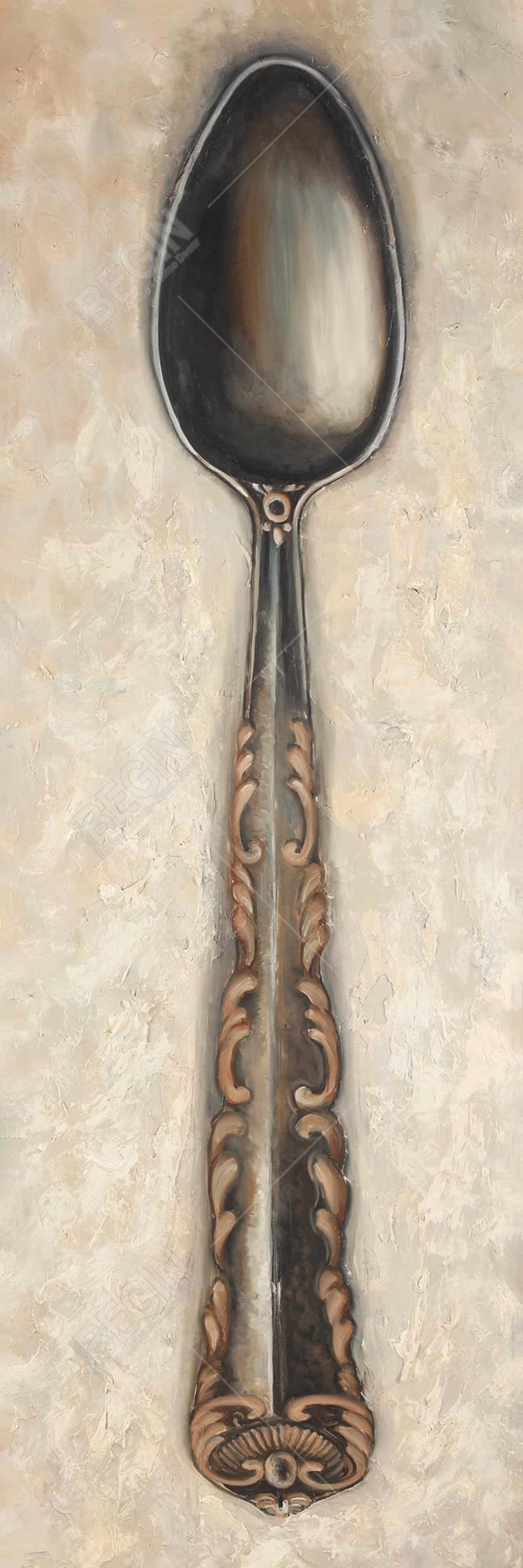 Vintage Spoon Canvas | Brown Object Frame | Home Decor Art