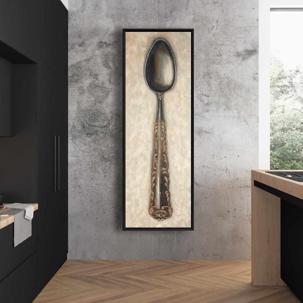 Vintage Spoon Canvas | Brown Object Frame | Home Decor Art