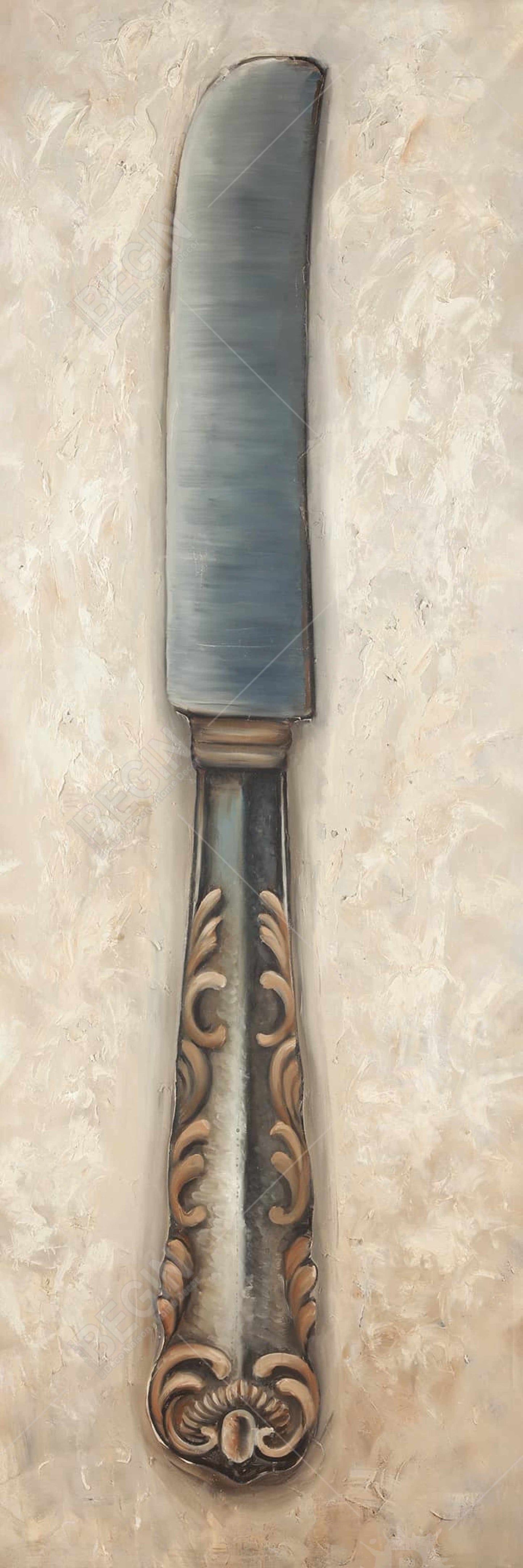 Vintage Butter Knife Canvas | Brown Kitchen Decor Wall Art