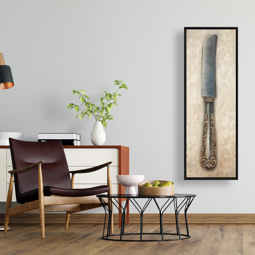 Vintage Butter Knife Canvas | Brown Kitchen Decor Wall Art