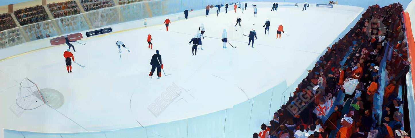 Game of Hockey Canvas | Blue Framed Art for Bedroom Decor