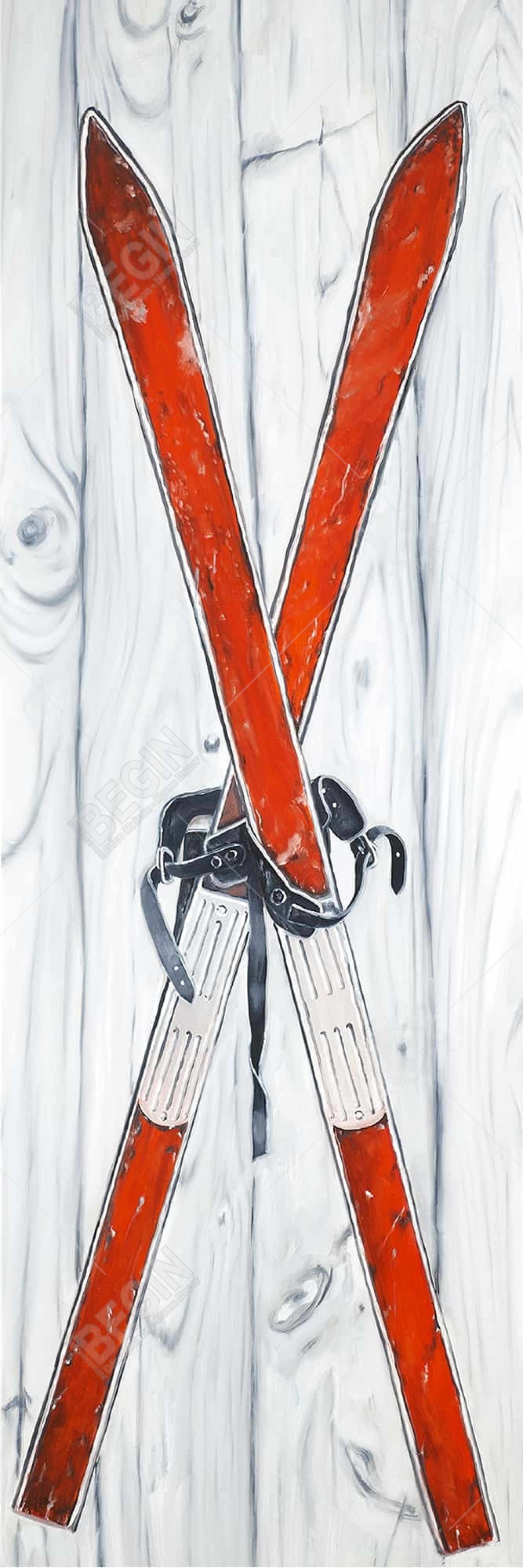 Toile vintage rouge et blanche - Décoration de chambre pour loisirs