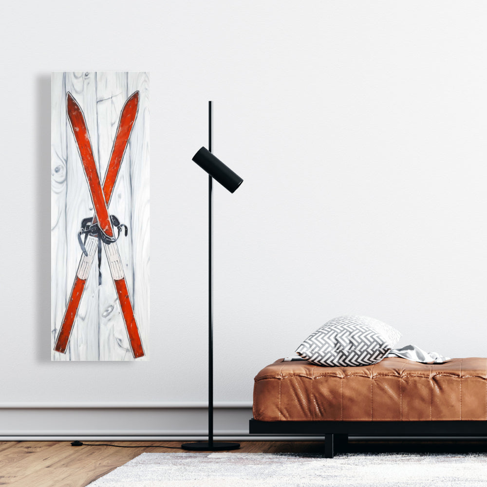 Vintage Red Ski White Canvas - Hobbies Bedroom Decor