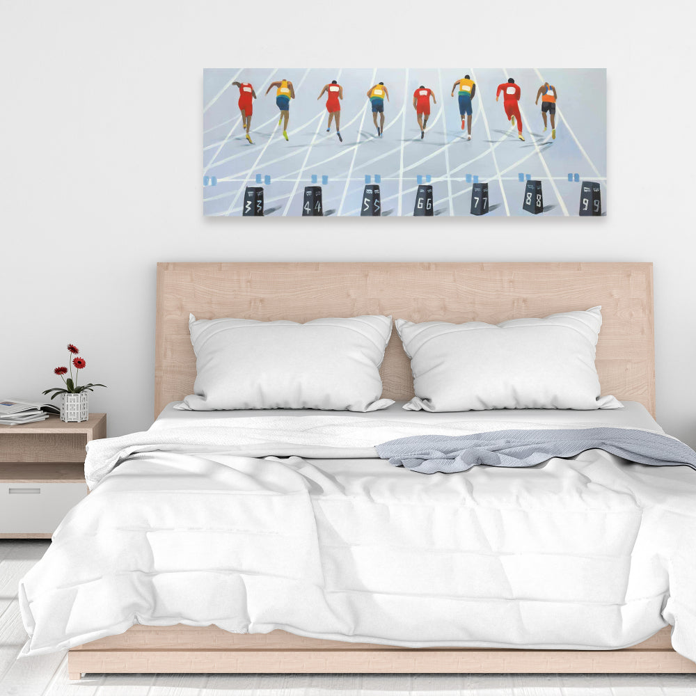Race of 10 Meters - Contemporary Blue Canvas for Home Decor