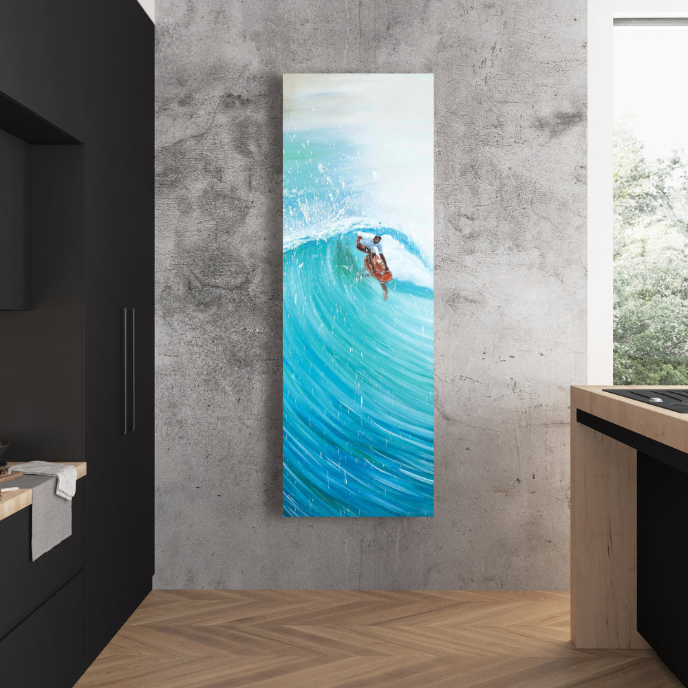 Surfer in Wave Canvas | Blue Man Cave Hobbies Home Decor