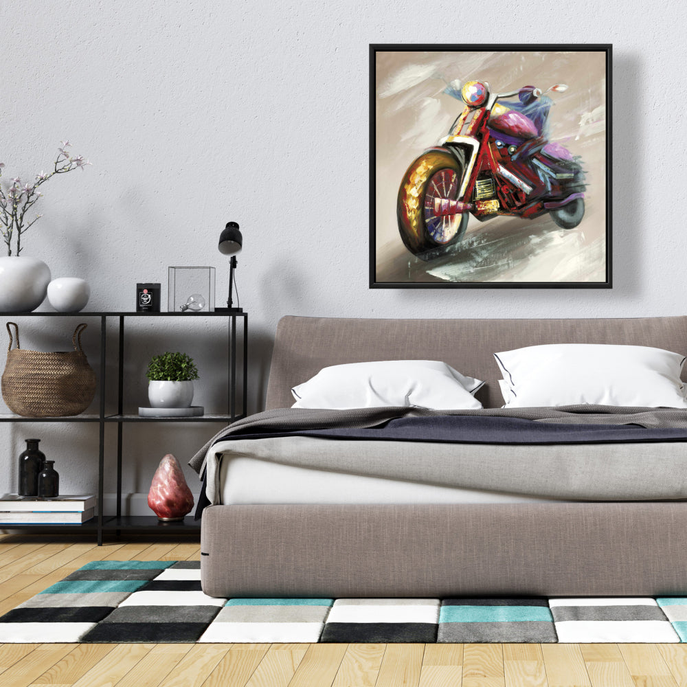 Abstract Motorcycle Canvas - Red Contemporary Living Room Decor