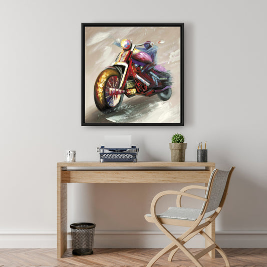 Toile de moto abstraite - Décoration de salon contemporaine rouge