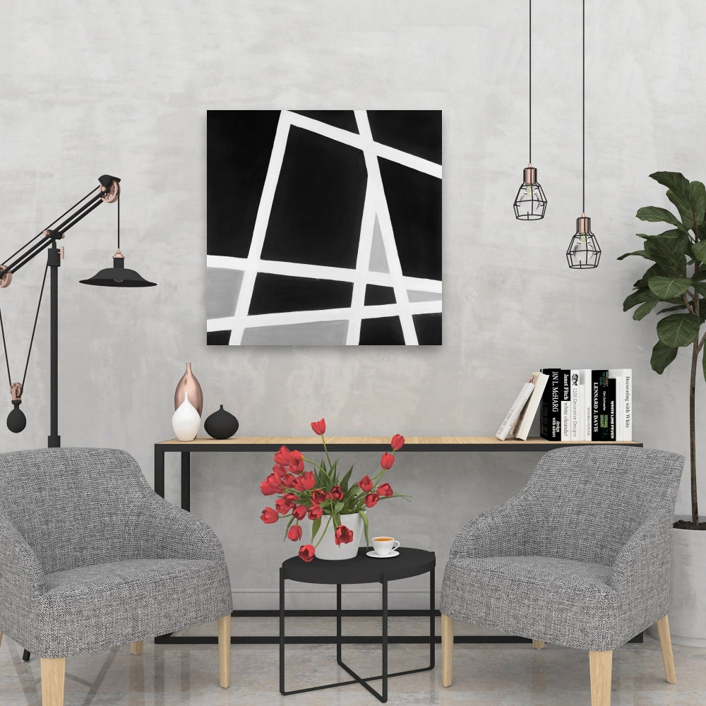 Black and White Lines Abstract Canvas | Home Decor Art