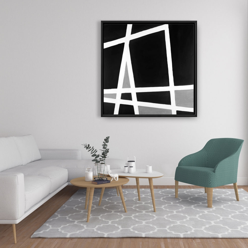 Industrial White Abstract Canvas | Black and White Home Decor