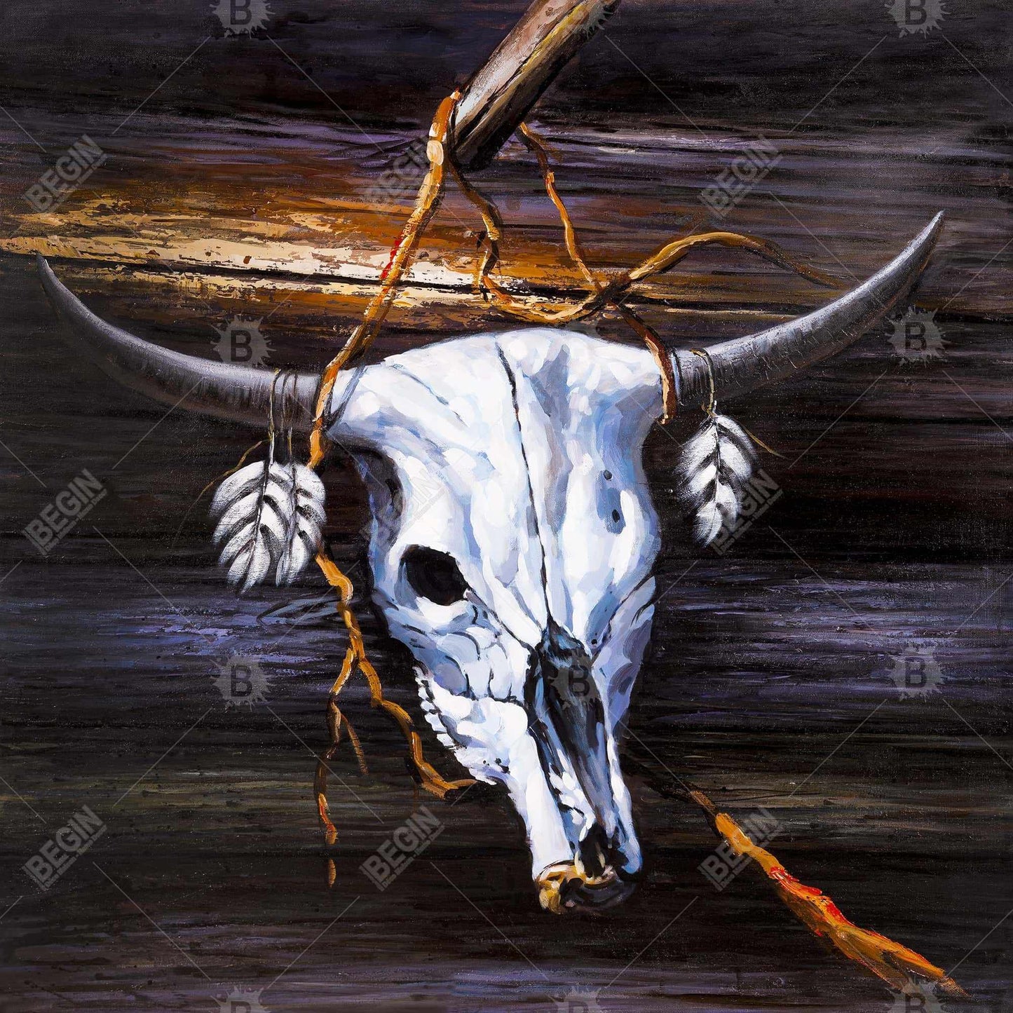 Hanged Skull Canvas Art | Blue Animals Farm Home Decor