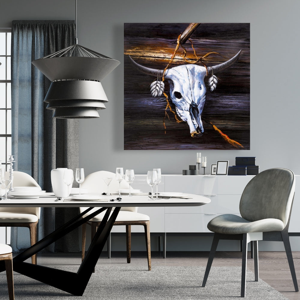 Hanged Skull Canvas Art | Blue Animals Farm Home Decor