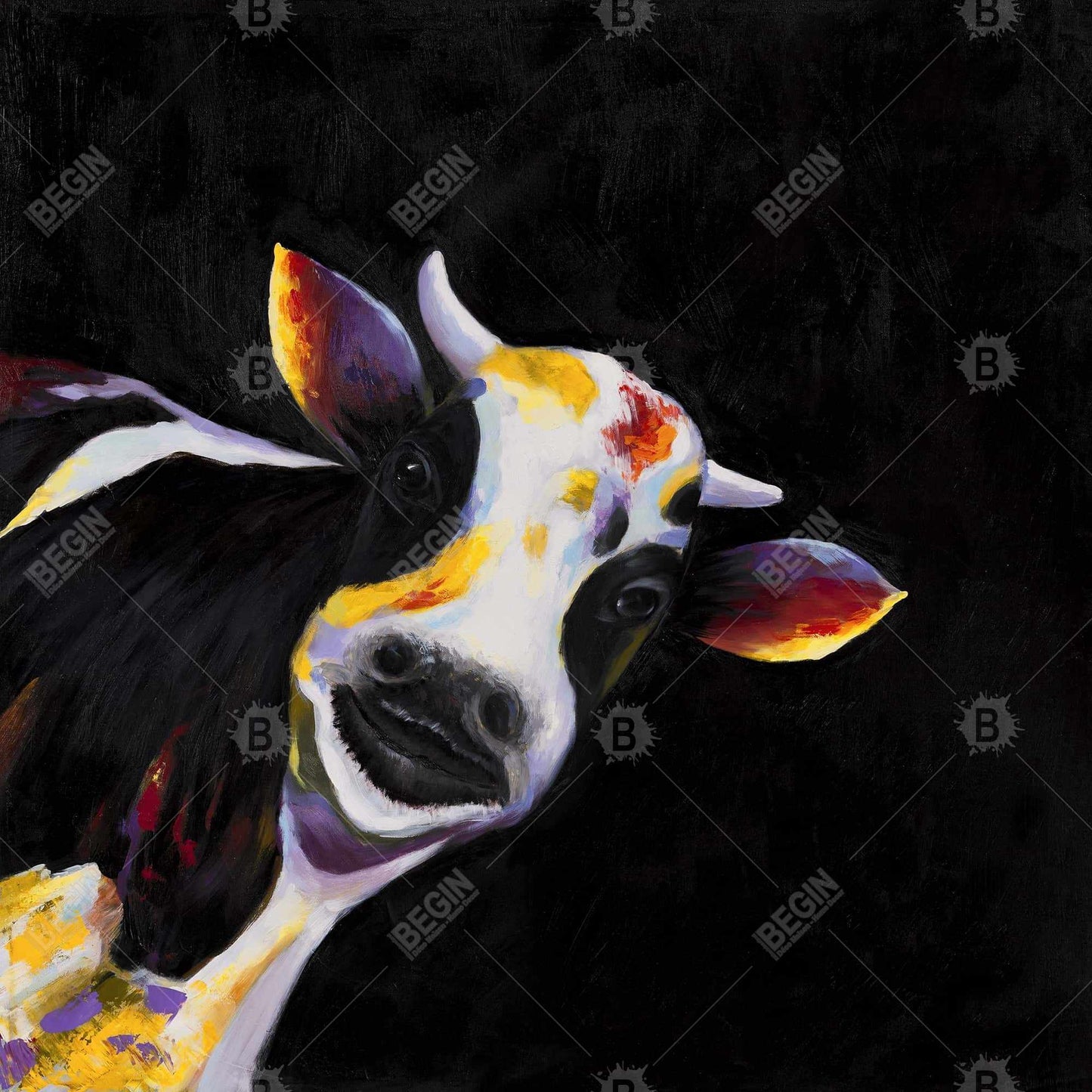 One Funny Cow | White Farm Animals Framed Canvas Home Decor