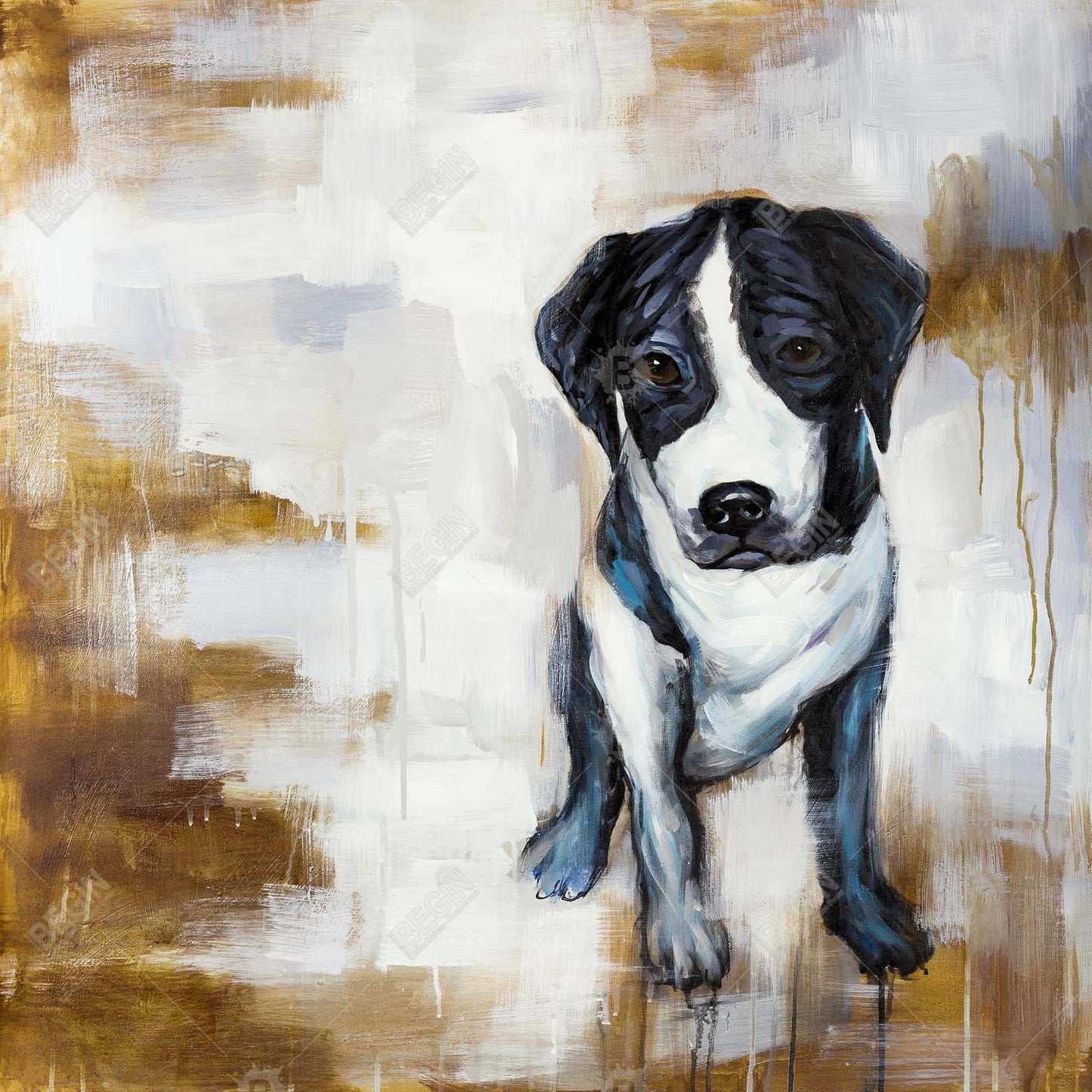 White Animals Pets Canvas - Sitting Dog Home Decor Wall Art