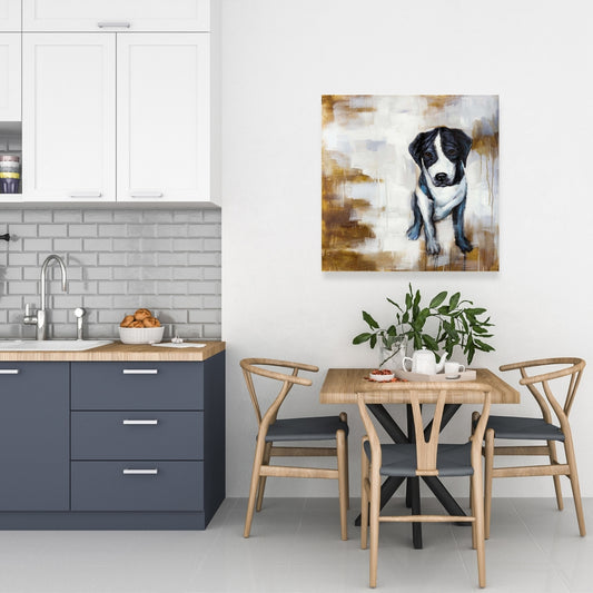 White Animals Pets Canvas - Sitting Dog Home Decor Wall Art