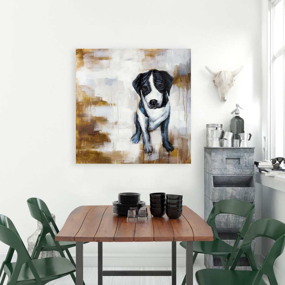 White Animals Pets Canvas - Sitting Dog Home Decor Wall Art