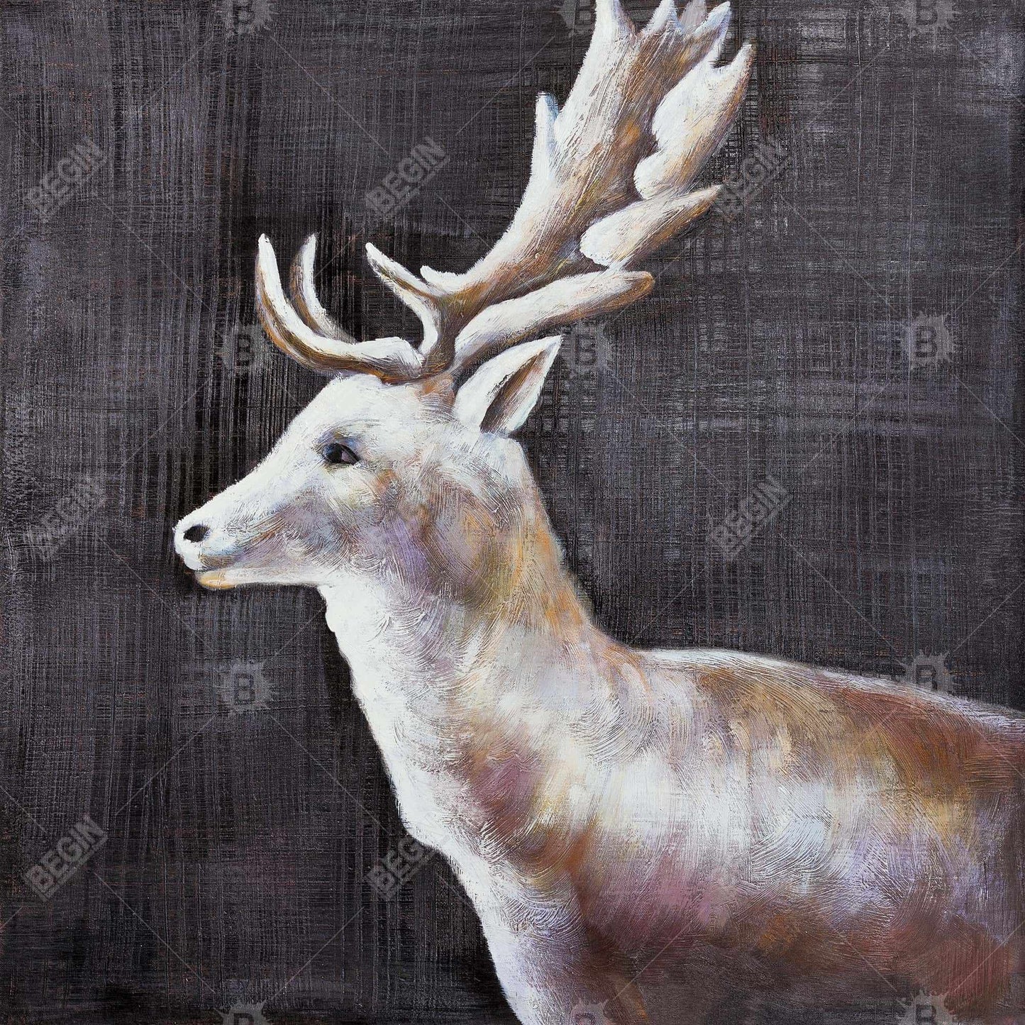 Deer Profile View in Dark - Contemporary Framed Canvas Decor