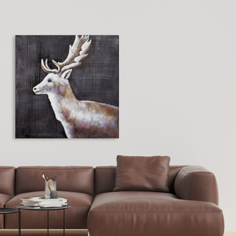 Deer Canvas Wall Art - Dark Profile View | Home Decor