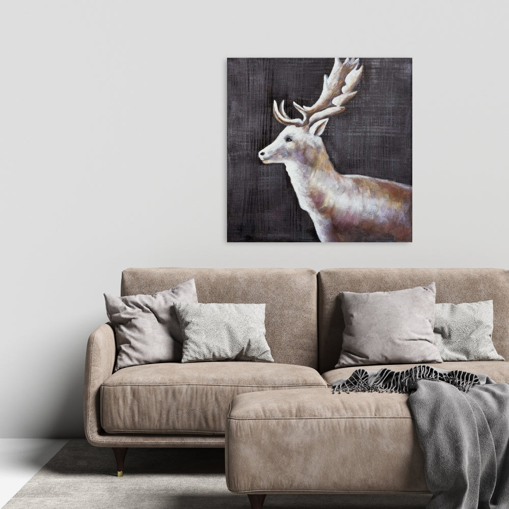 Deer Canvas Wall Art - Dark Profile View | Home Decor