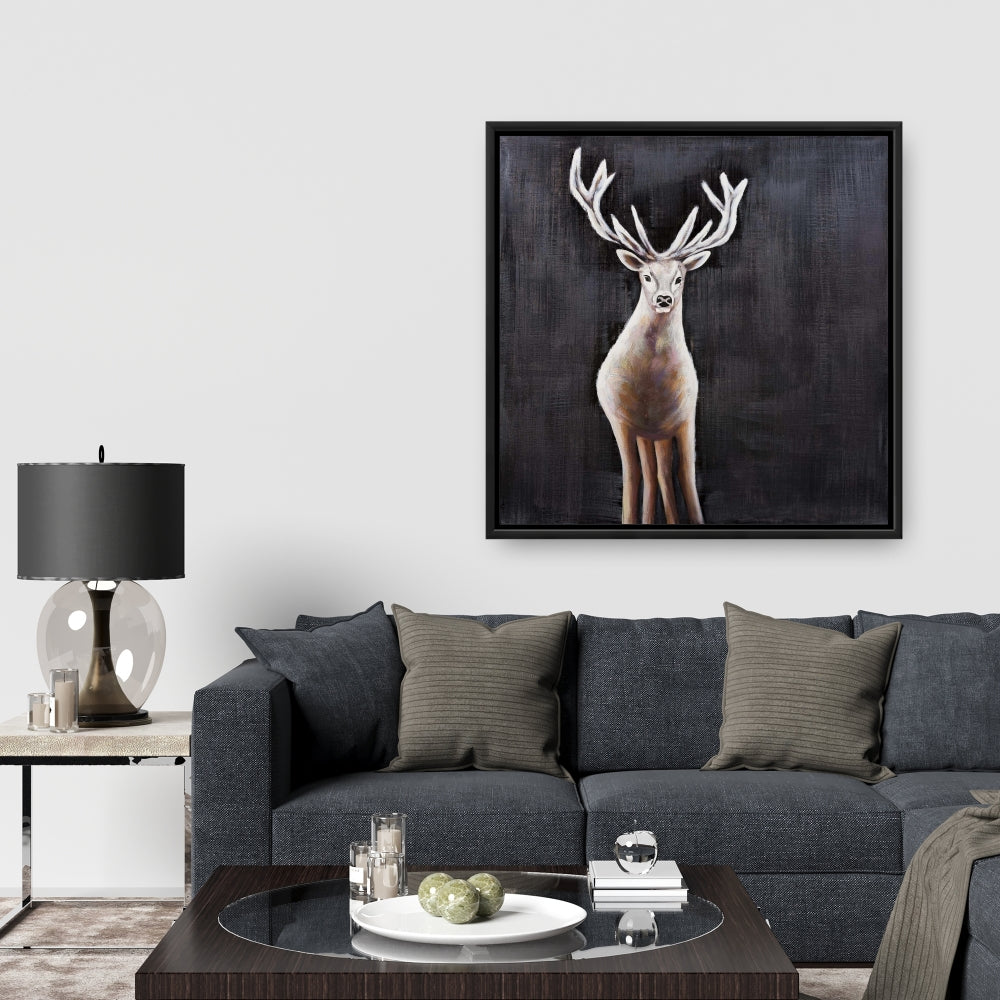 Lonely Deer Framed Canvas | Bedroom Animals Decor | Home Art