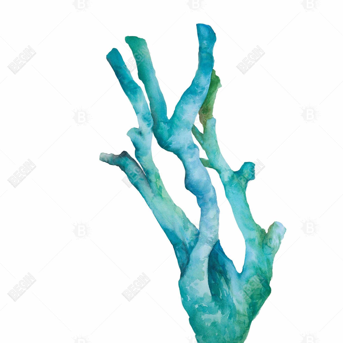 Small Watercolor Sea Coral Canvas - Blue Minimalist Decor