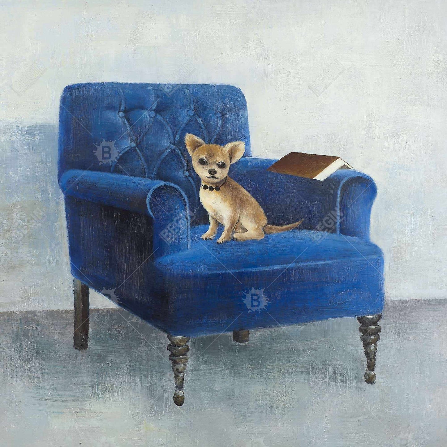 Blue Chihuahua on Armchair Canvas - Contemporary Home Decor