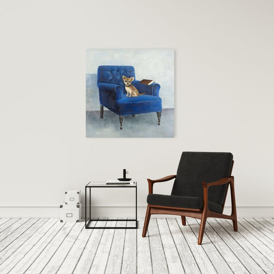 Blue Chihuahua on Armchair Canvas - Contemporary Home Decor