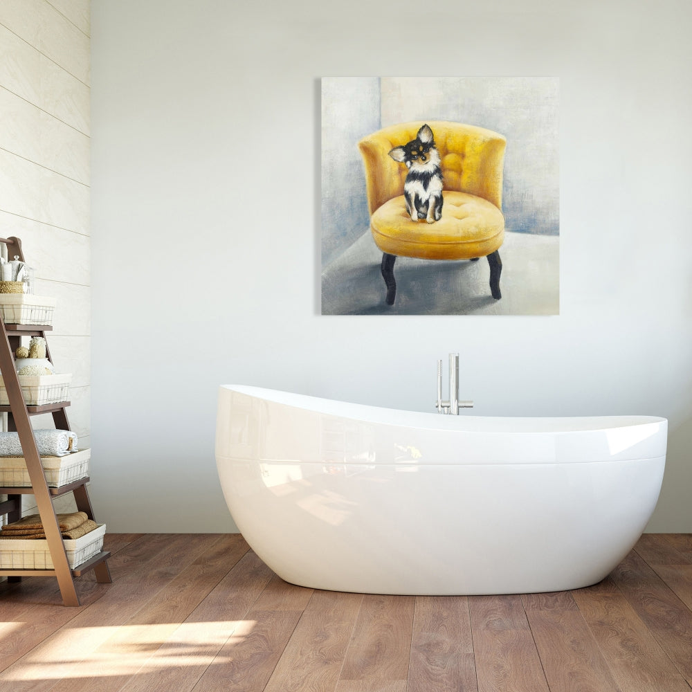 Toile représentant un chihuahua à poil long | Décoration de chambre contemporaine