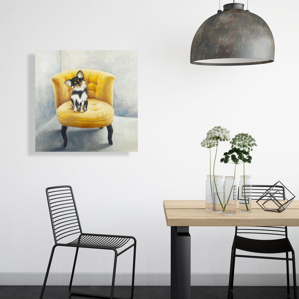 Toile représentant un chihuahua à poil long | Décoration de chambre contemporaine