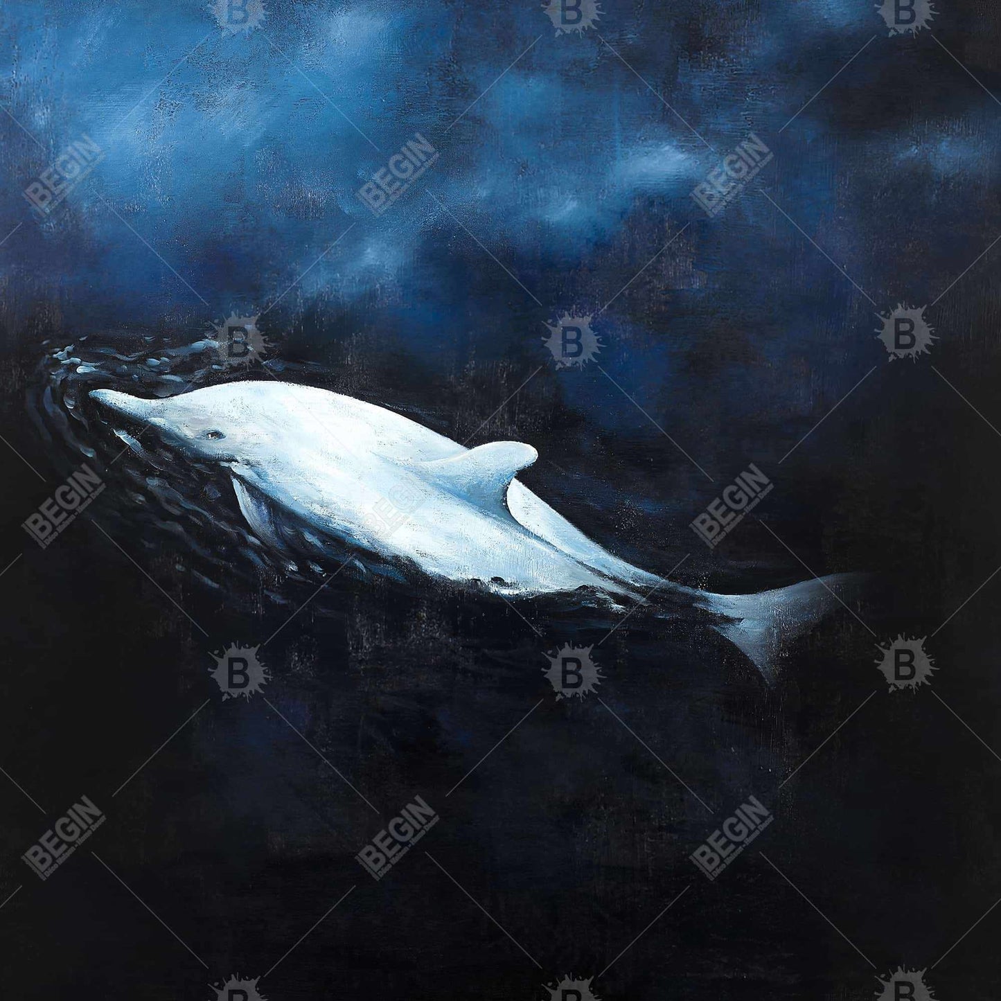 Swimming Dolphin Canvas | Blue Aquatic Animals Home Decor