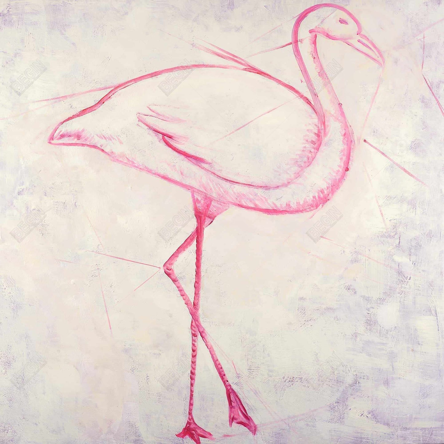 Flamingo Sketch Framed Canvas | Exotic Bird Home Decor Art