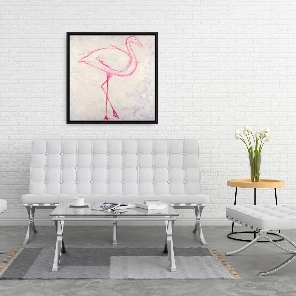Flamingo Sketch Framed Canvas | Exotic Bird Home Decor Art