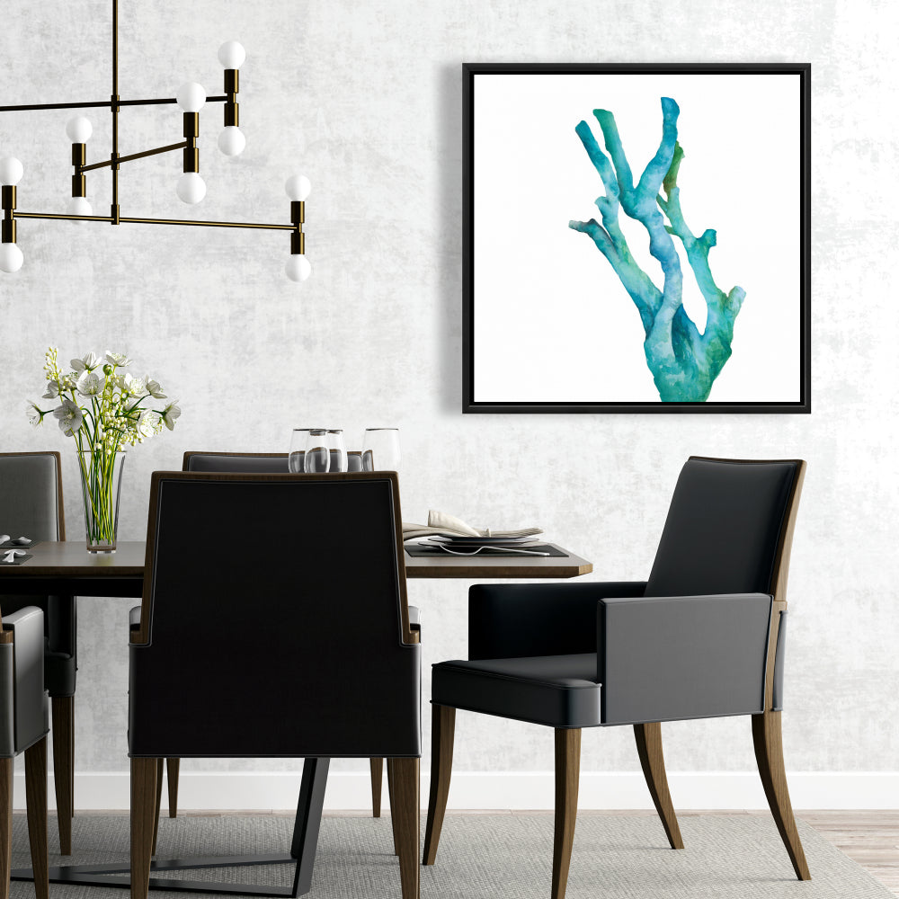 Small Watercolor Sea Coral Canvas - Blue Minimalist Decor