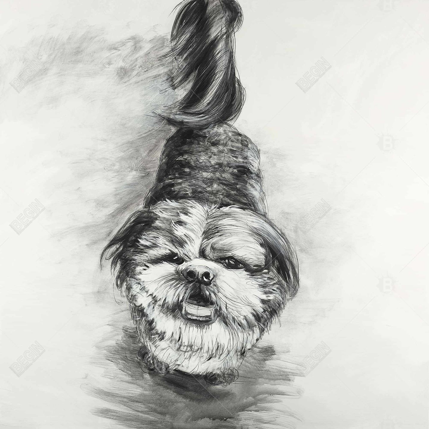 Happy Dog Sketch Canvas | Pet Bedroom Decor | Home Wall Art