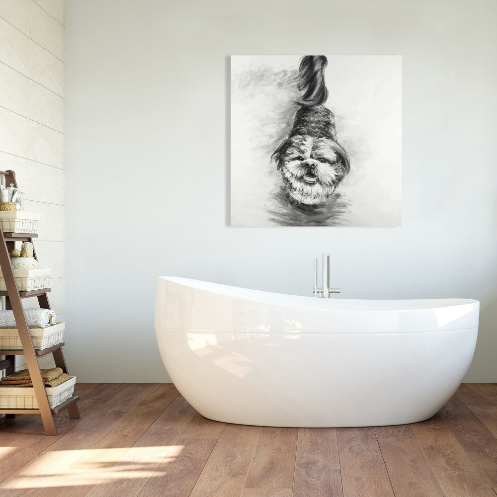 Happy Dog Sketch Canvas | Pet Bedroom Decor | Home Wall Art