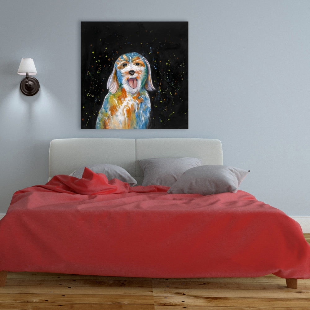 Blue Abstract Labradoodle Canvas | Living Room Decor Art