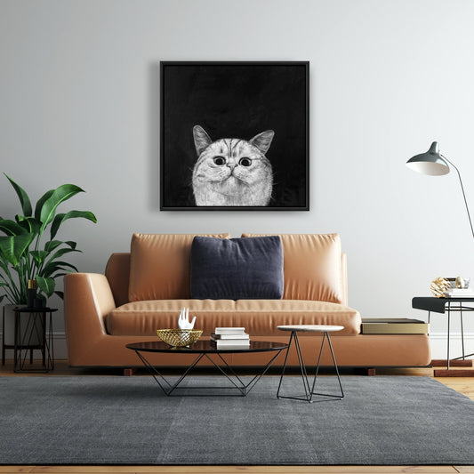 Watching Cat Framed Canvas | Home Decor for Pet Lovers