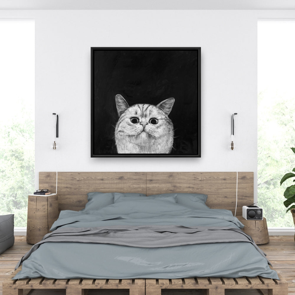 Watching Cat Framed Canvas | Home Decor for Pet Lovers