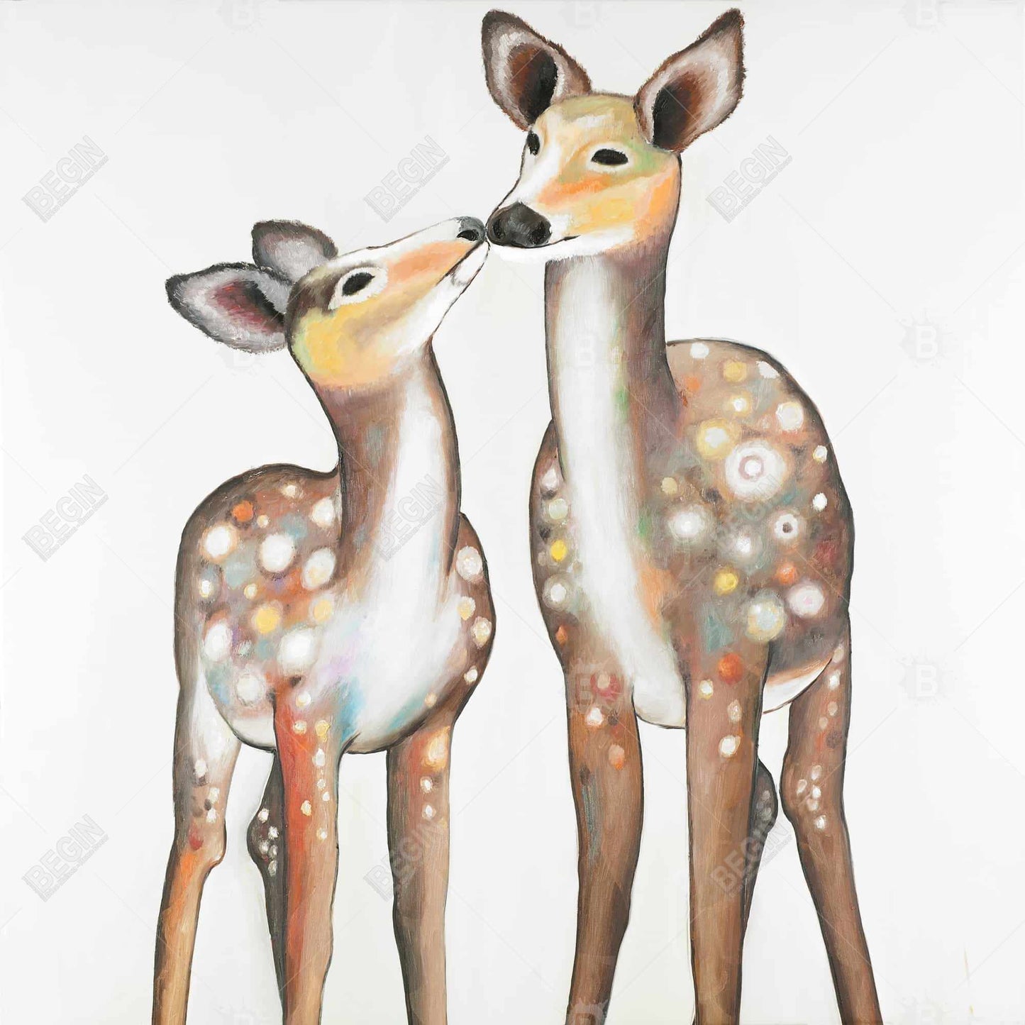 Deer with Fawn Framed Canvas | Bedroom Wall Art Home Decor