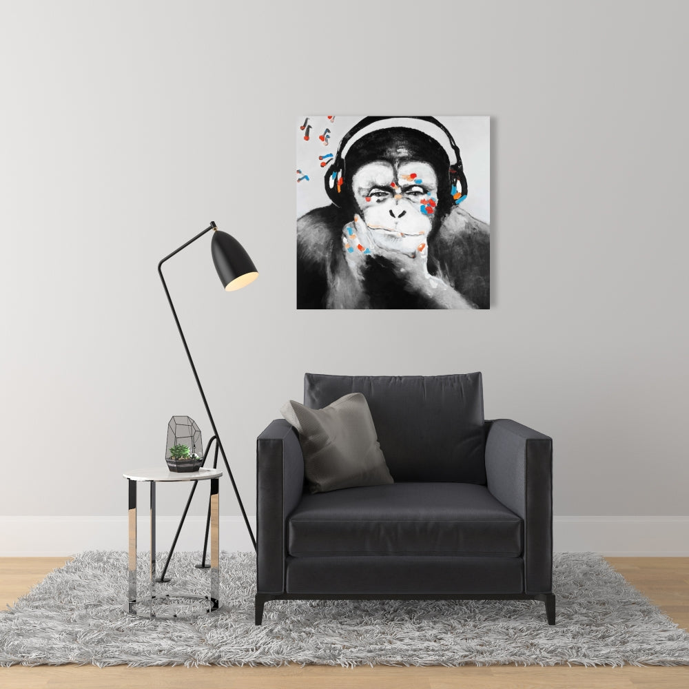 Monkey with Headphones Canvas | Modern Bedroom Wall Art