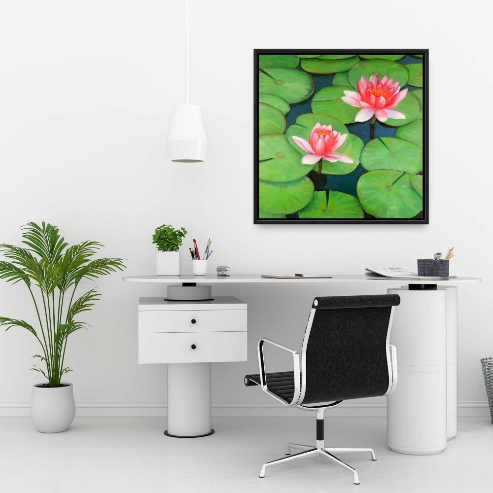 Lotus Flowers in Swamp | Romantic Floral Bedroom Canvas Decor