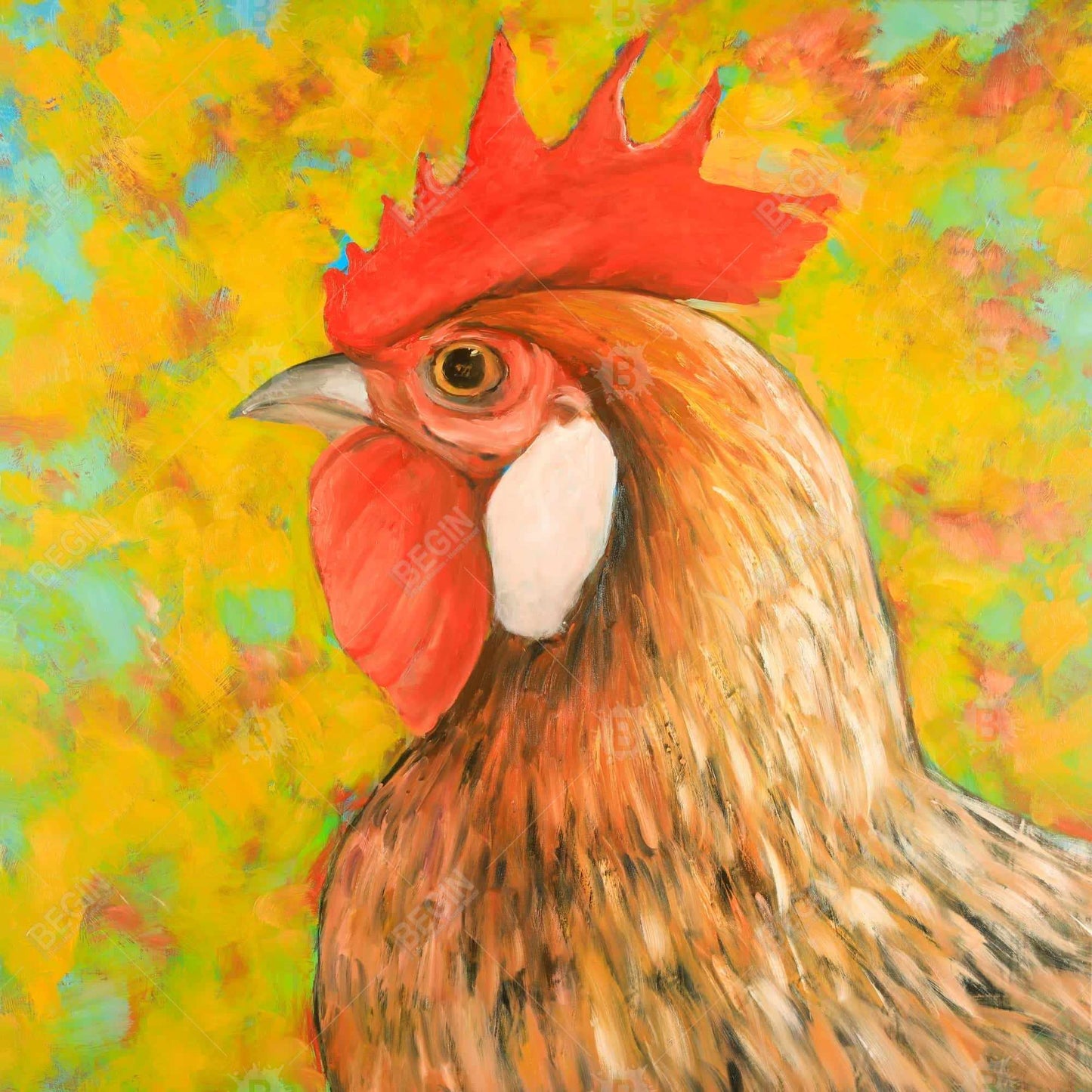 Colorful Chicken Canvas | Farm Animal Art for Home Decor
